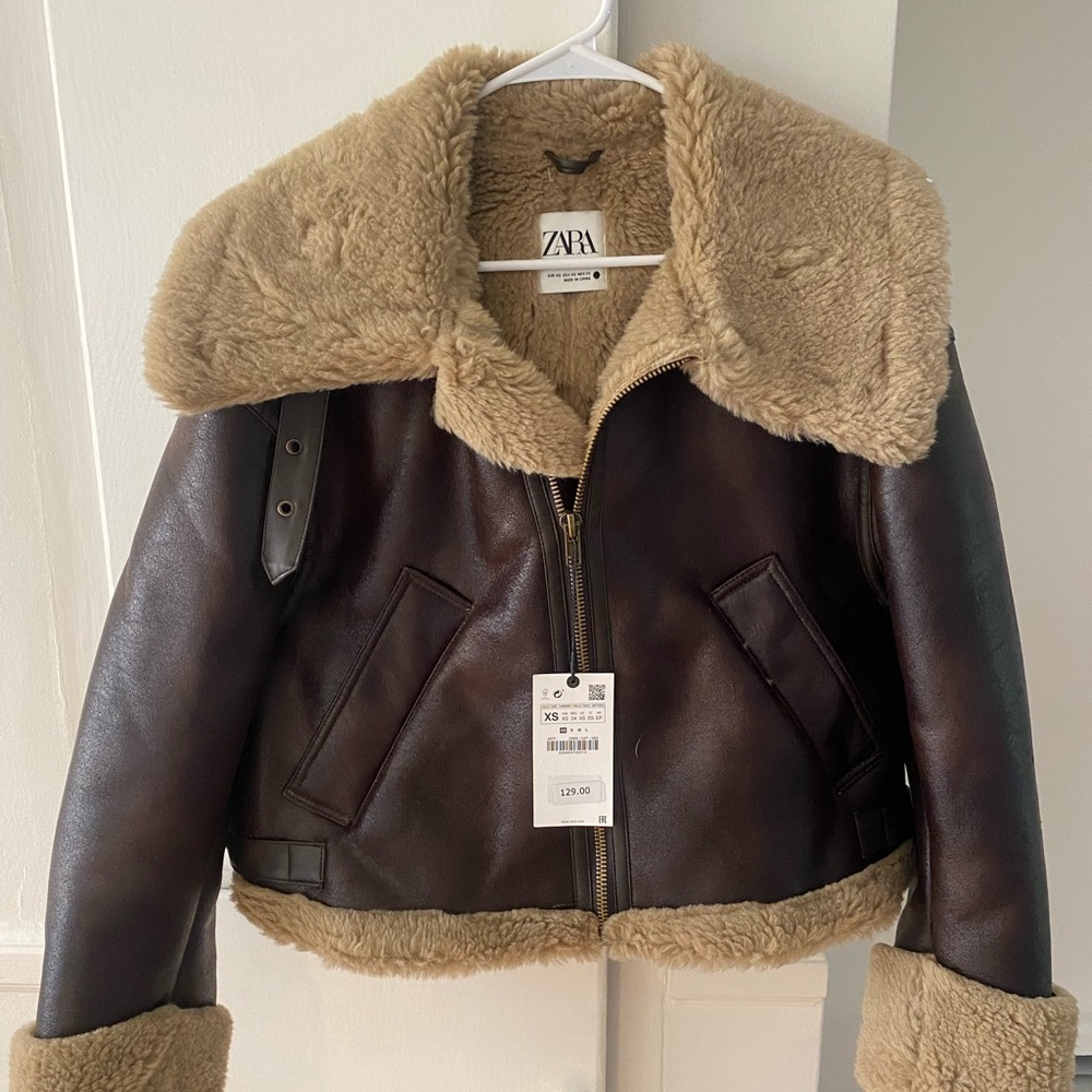 Zara Fur Collar Jacket XS - Brand New With Tags